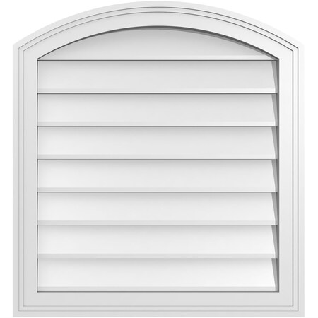 Arch Top Surface Mount PVC Gable Vent: Functional, W/ 2W X 1-1/2P Brickmould Frame, 24W X 26H